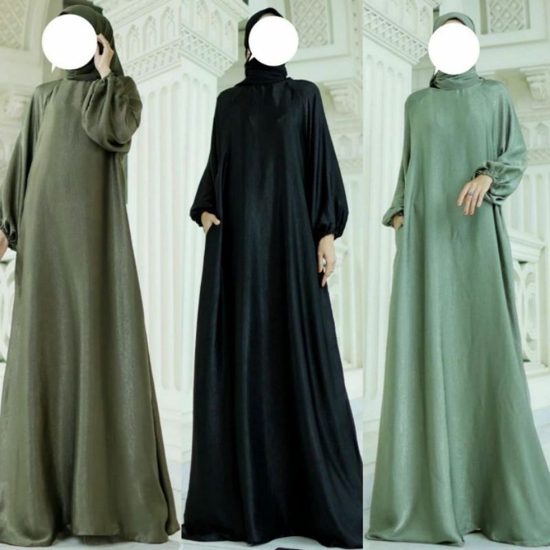 Hilwa Dress Crinkle Silk Armany Elegant Kondangan Walimahan Cantik
