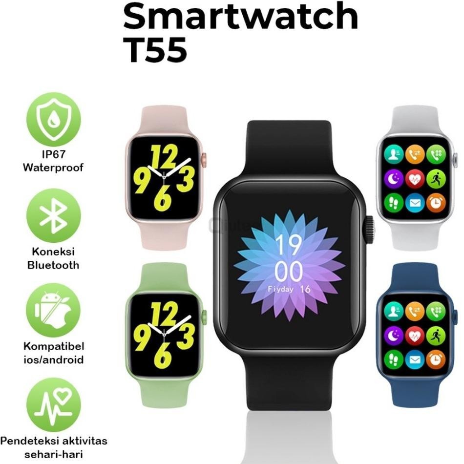 sa-324 Jam tangan SMARTWATCH T55 T500 & T500+ Double strap bisa telepon dan DIY wallpaper Jam Tangan