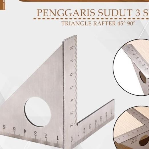

Ggaris Sudut 3 Sisi Speed Square Tukang Woodworking Ruler Presisi