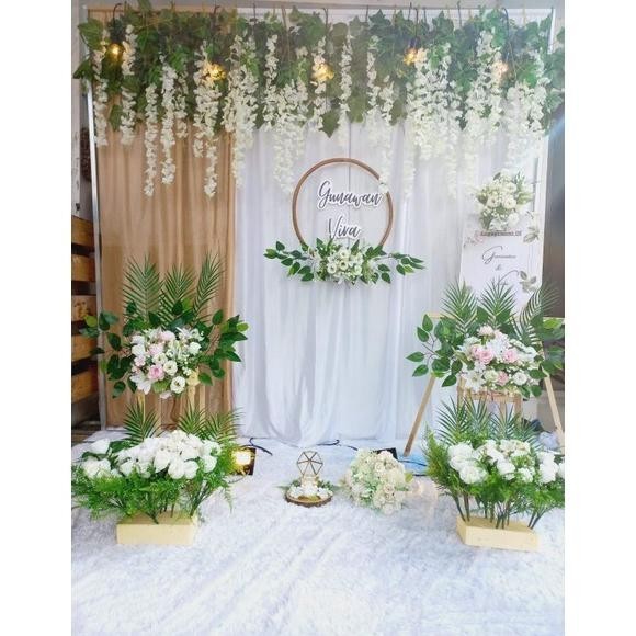 rt-4 [PAKET HEMAT VARIASI 1 SISI DAUN WISTERIA] / Dekorasi lamaran backdrop VARIASI/Dekorasi lamaran