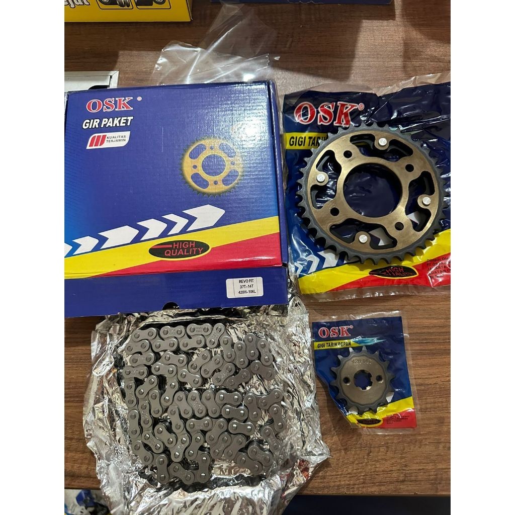 Gear Set Revo Fit Gir Paket Rantai 37T 14T 428H 106L Motor OSK
