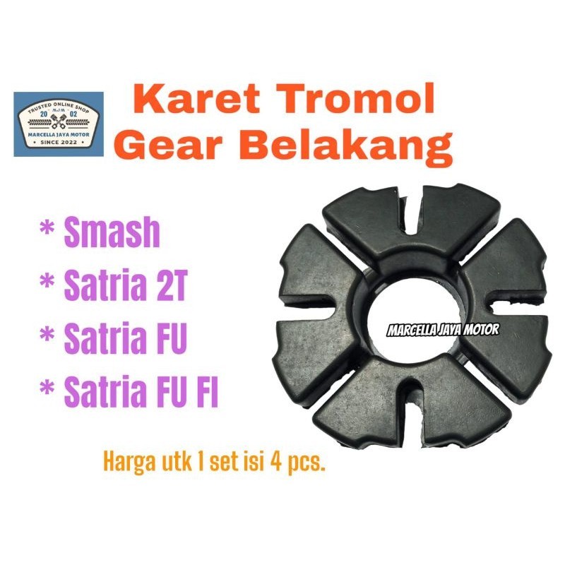1 SET KARET TROMOL GEAR RODA BELAKANG MOTOR SUZUKI SMASH SATRIA 2T SATRIA FU SATRIA FU FI karet damp
