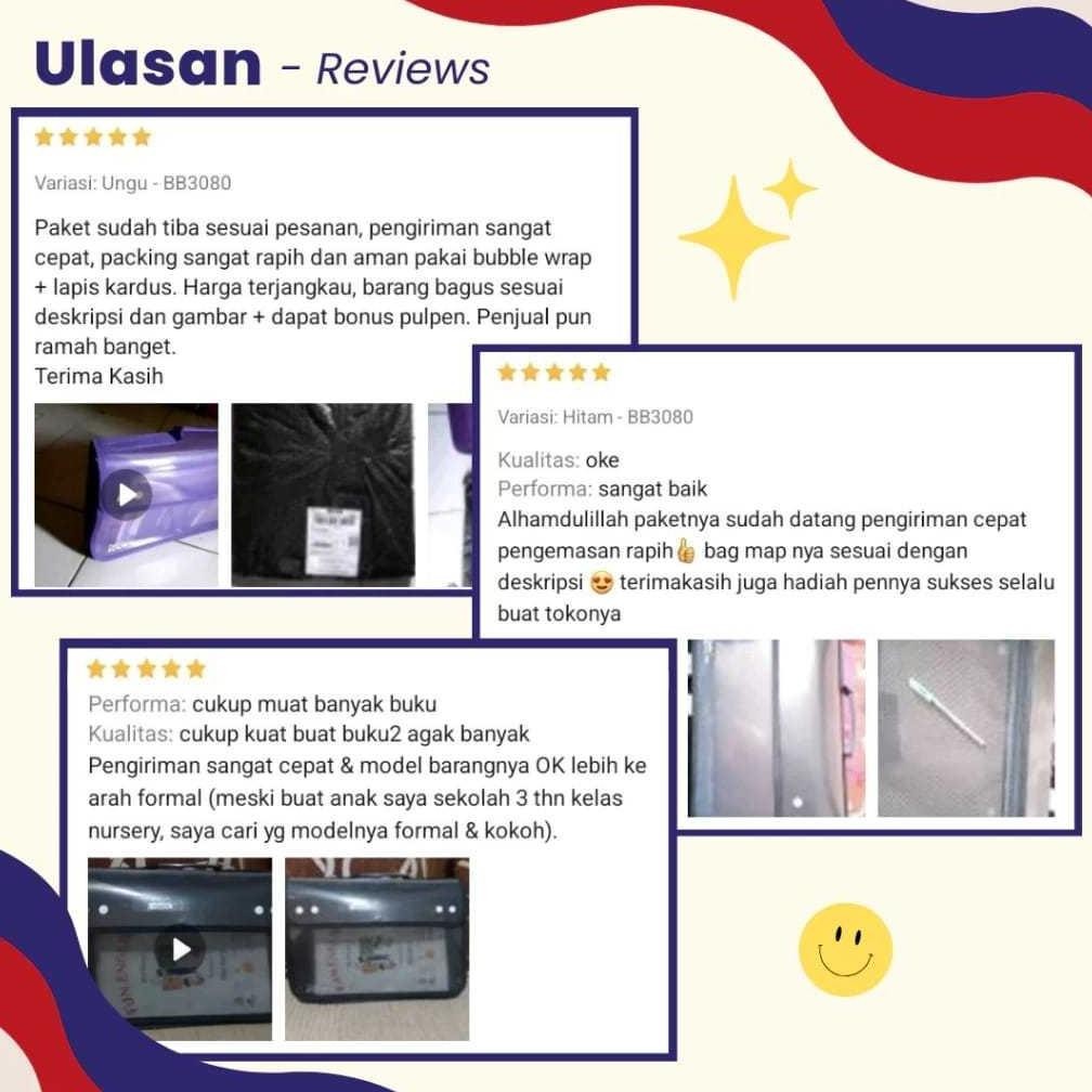 

h-4 Map Plastik Dokumen Tas Les Besar Anti Air Kancing 4 Resleting Buku Document Bag Zipper File F4 A4 Original