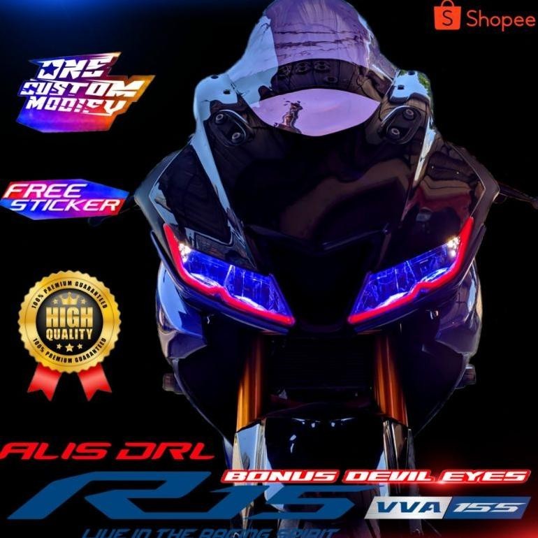 New Lampu Alis Drl New R15 V3 Bonus Devil Eyes Lampu Alis Yamaha All New R15  Lampu Senja Lampu Alis