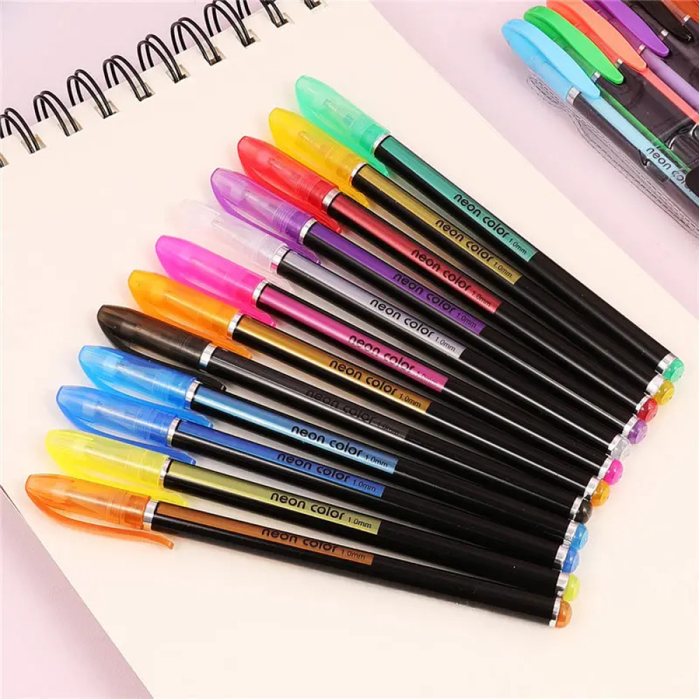 

Mp Pena Pulpen 12 Pcs Warna Warni Gel Pen Glitter Neon Color 1.0 Zuixua Hg6107-12 Multi-color Murah Deal