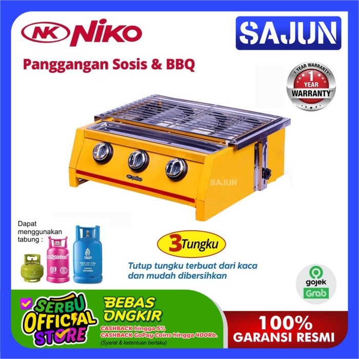 NIKO NK-GR3 BBQ GRILL GAS KOMPOR 3 TUNGKU - NKGR3 PEMANGGANG SATE, BBQ