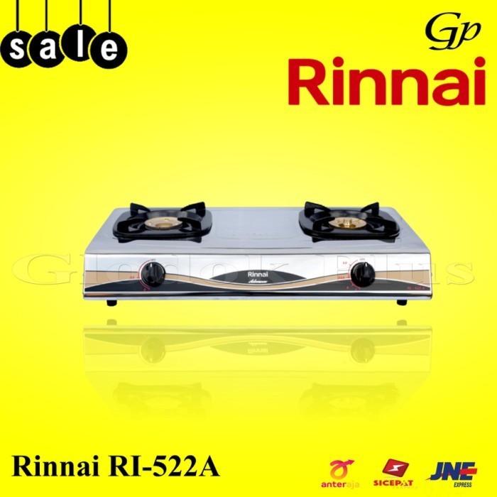 RINNAI RI-522A KOMPOR GAS 2 TUNGKU 522 A RI522A RINAI STAINLESS RI522