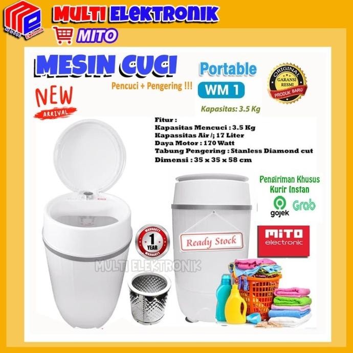 Mesin cuci portable Mito WM1 - Mesin Cuci Mini Portable 3,5 KG