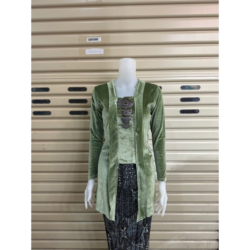 SET KEBAYA KUTU BARU BLUDRU SAGE / KEBAYA PREMIUM MURAH BLUDRU / ATASAN KEBAYA KUTU BARU / KONDANGAN