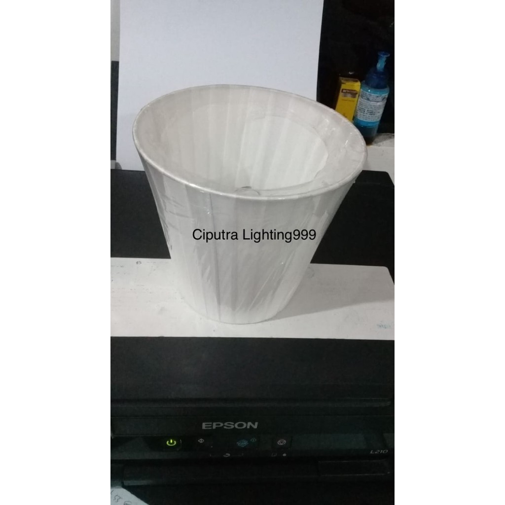 Kap Jepit Lampu Hias Crystal Lilin Warna Putih Bahan Kain Gratis Ongkir