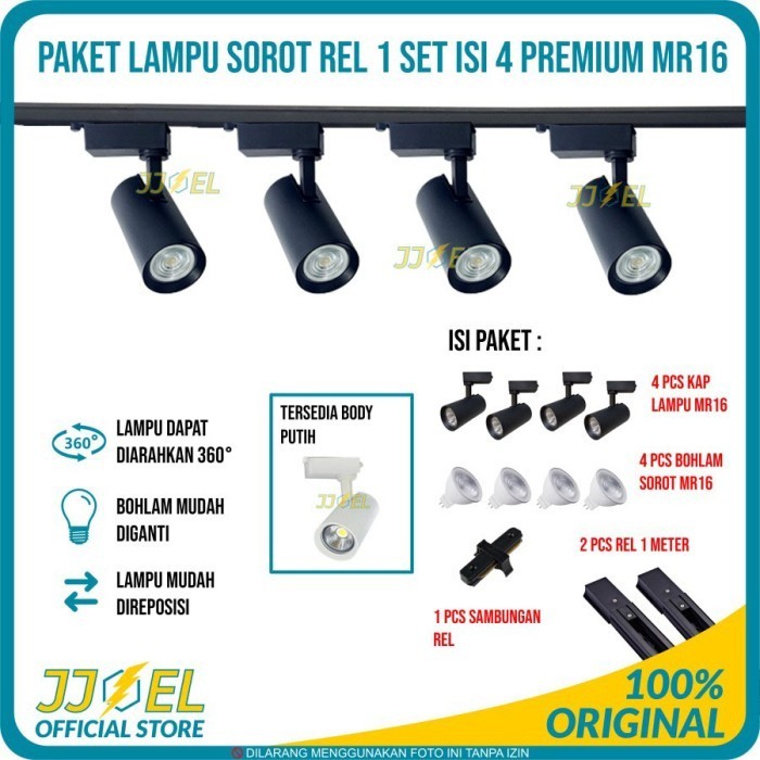 Lampu Sorot 1 Set Isi 4 Spot Track Light Spotlight Rel 2M Rumah Cafe Gratis Ongkir