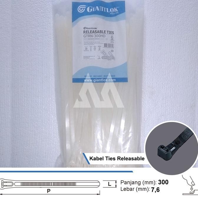 

Kabel Ties Releasable 30cm / 300x7,6mm / Giantlok