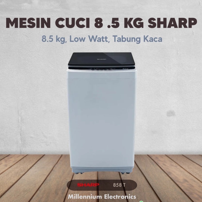 MESIN CUCI SHARP ESH 858 T GY 1 TABUNG TOP LOADING 8.5KG ESH858T 858t