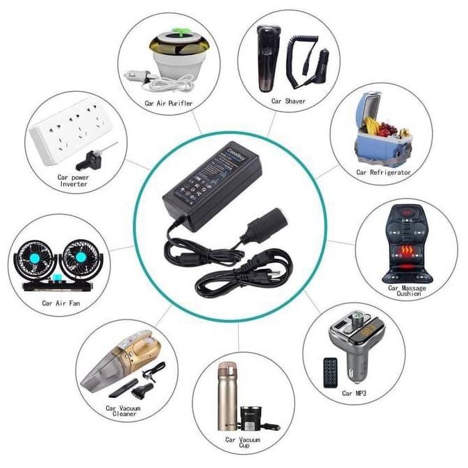 SGH - Adaptor Lighter Converter Konverter 220V AC To 12V DC Lighter Socket Power Mobil Kulkas EU 5A 