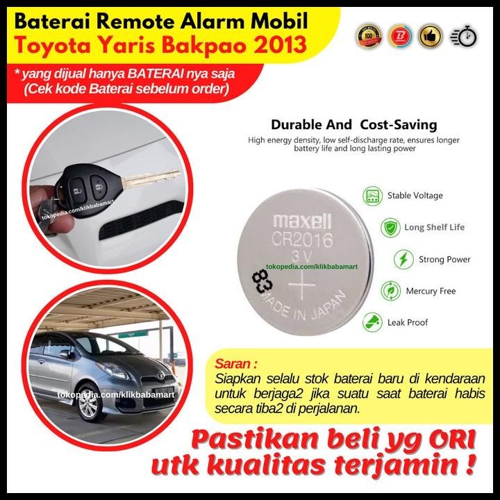 BEST DEAL BATERAI REMOT KUNCI ALARM MOBILL TOYOTA YARIS BAKPAO TH. 2013 ORIGINAL