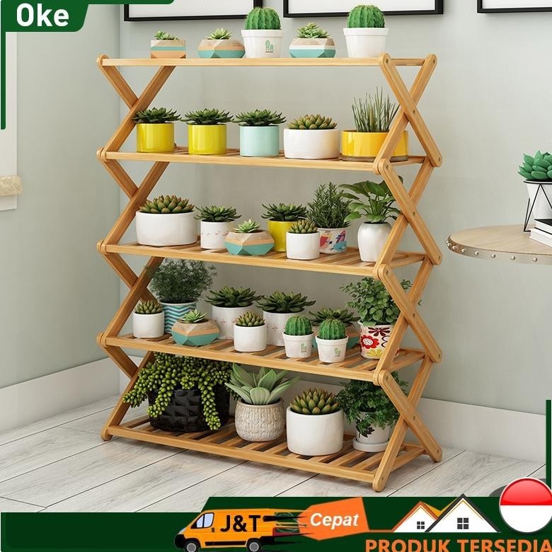 Rak Pot Kembang Rak Tanaman Rak Bunga kayu Susun 6