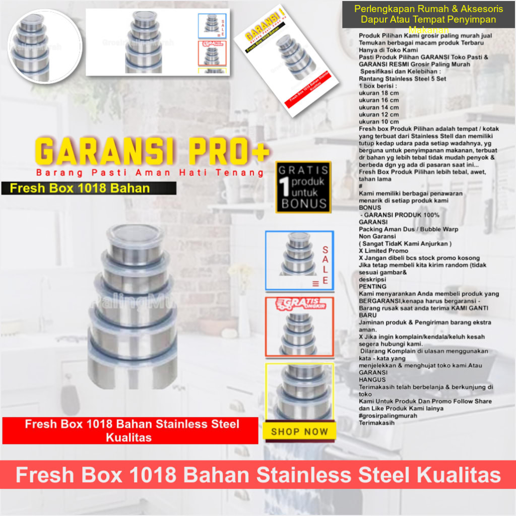 Fresh Box 1018 Bahan Stainless Steel Kualitas
