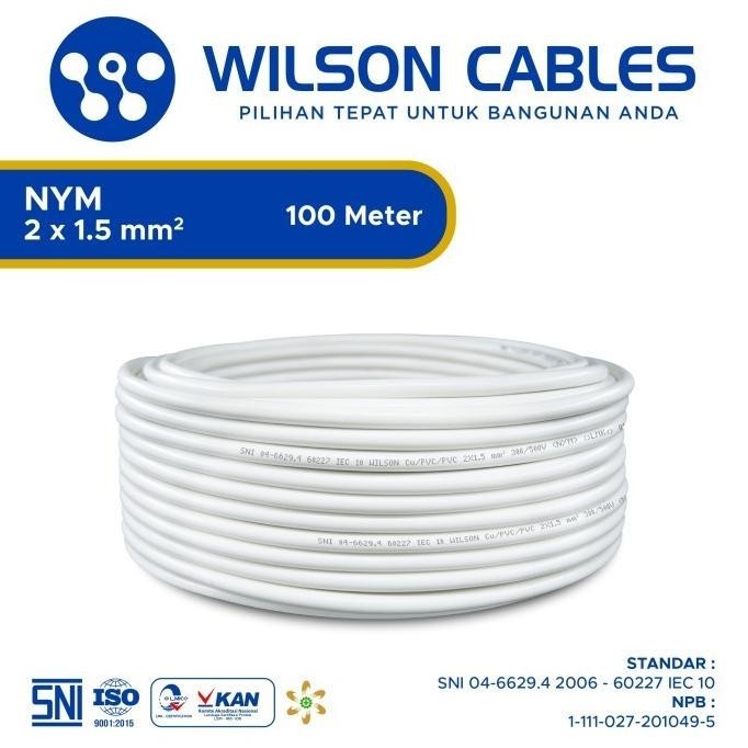 TERBARU - Wilson Cables - NYM 2x1.5 mm 100 Meter - Kabel Tembaga Kawat