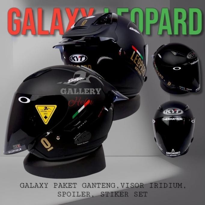 KYT GALAXY FLAT R HITAM DOFF PAKET GANTENG LEOPARD | HELM KYT HALF FA