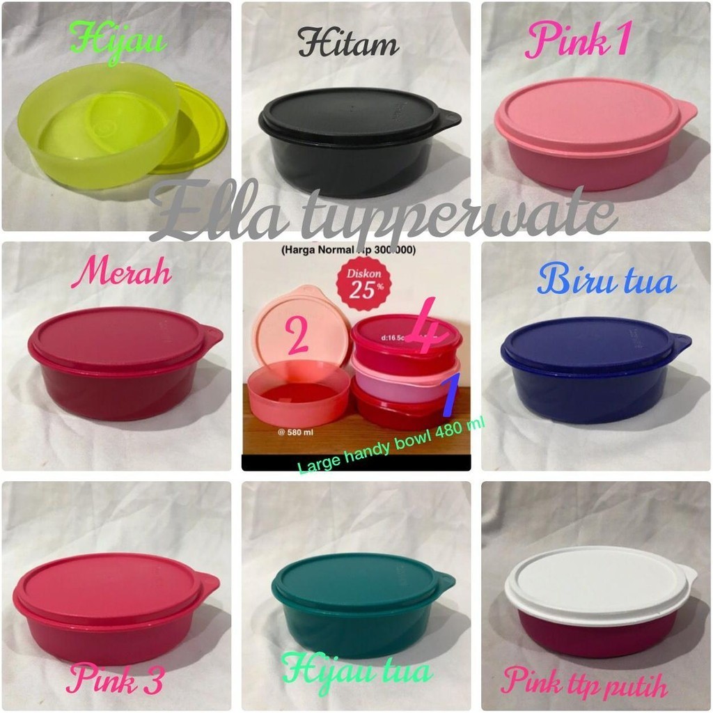 (amn) Large Handy Bowl Tupperware Tempat makan bulat kedap udara&cairan