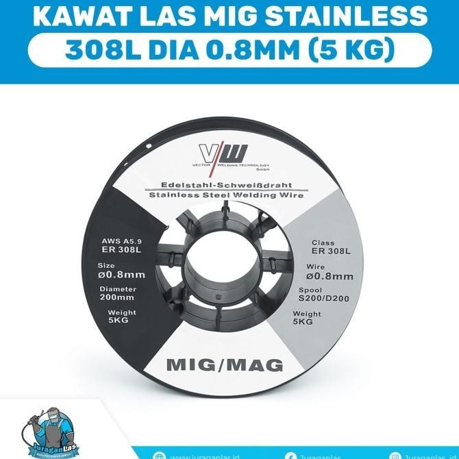 Kawat Las Mig Stainless Wire 308L Diameter 0.8Mm Berat 5 Kg