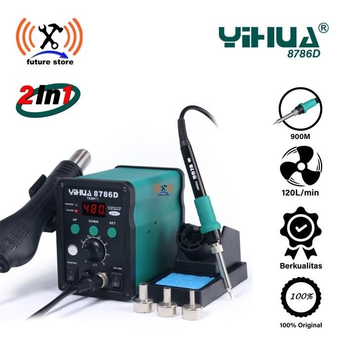 Yihua 8786D Solder Uap / Blower / Rework Station 2 In 1 Original
