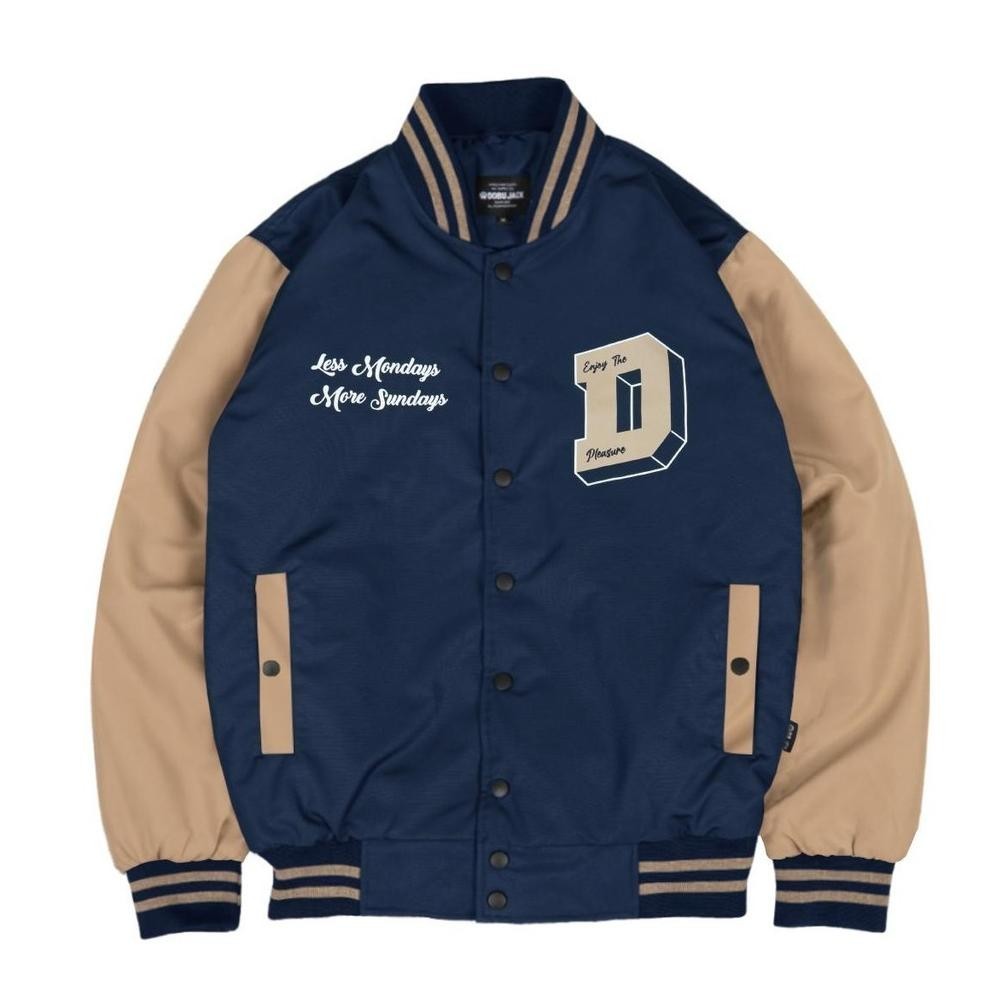 Jaket Pria Keren Jacket Varsity And Navy Saga Cream
