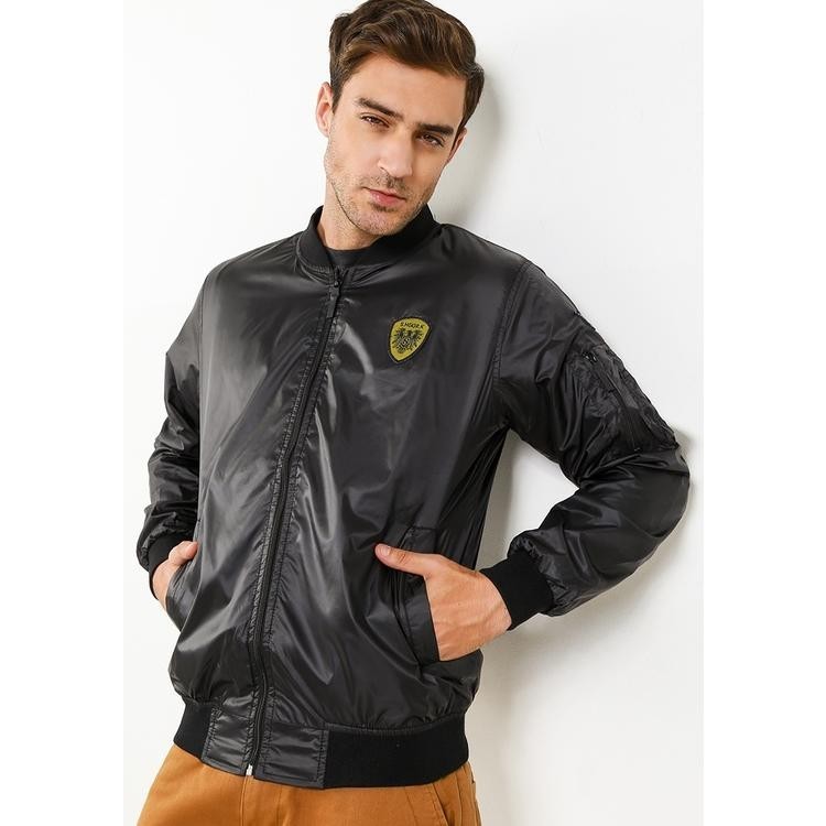 Jaket Pria Keren Shas Bomber Jacket Black S2G18Aa0