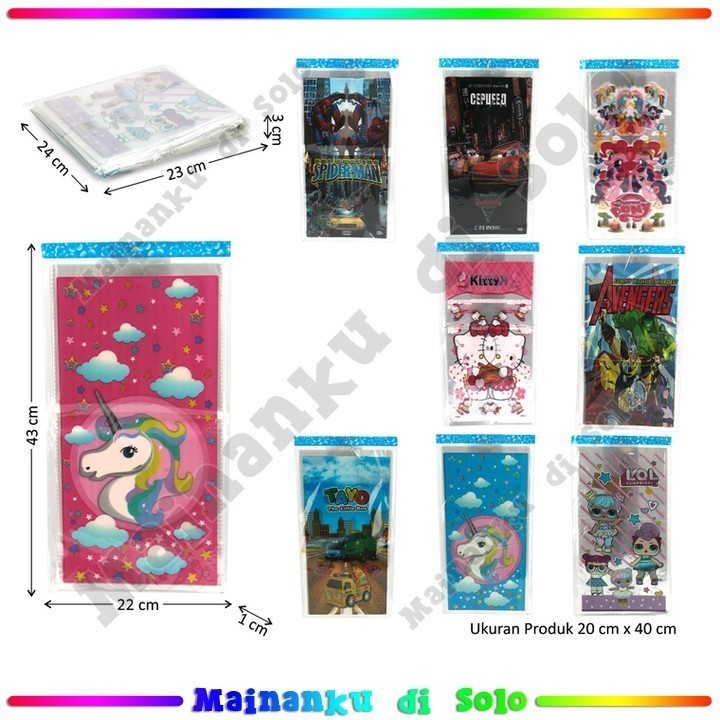 

[Mainanku] Kantong Plastik Ulang Tahun M 20x40 cm 10 Pcs GROSIR KARAKTER Mainan Anak