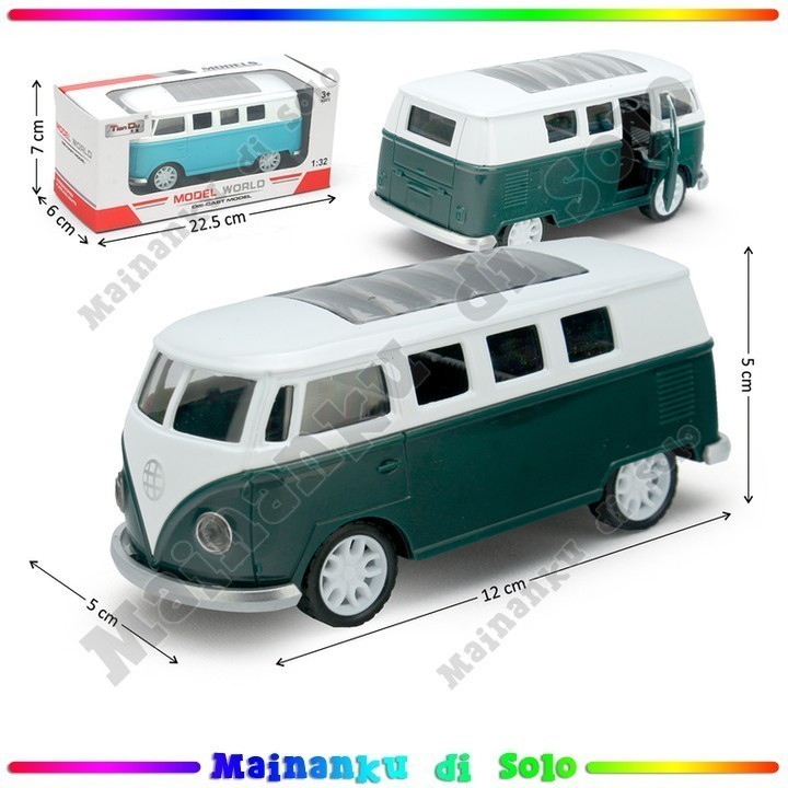 [Mainanku] Diecast Mobil Antik VW Combi 1:32 Box Mainan