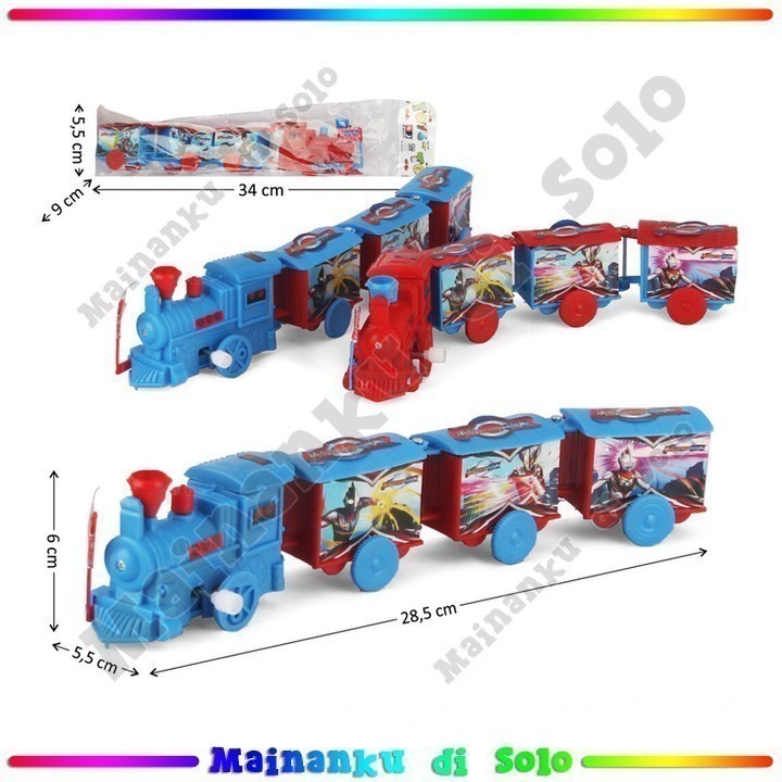 [Mainanku] Mainan Anak Kereta Api Kunci Putar Wind Up 4 Gerbong Ultraman