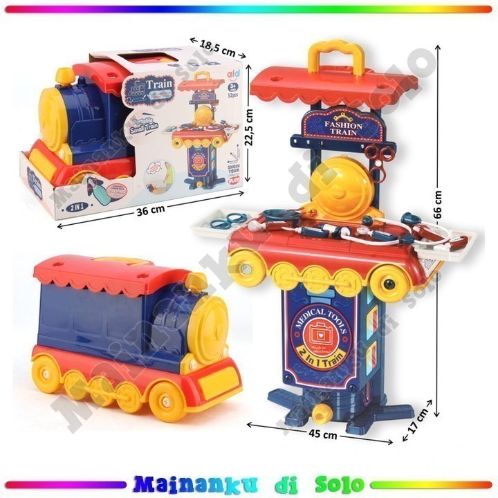 [Mainanku] Mainan Anak Dokter Set Mainan Edukasi Anak 2in1 Kereta Dokter Fashion Train Stetoskop
