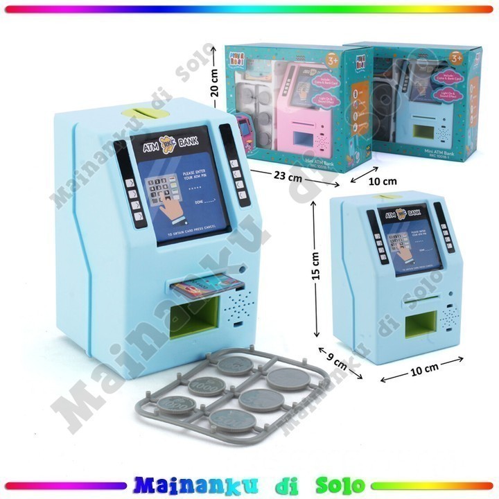 [Mainanku] Mainan Anak ATM B/O Musik Lampu dan Kartu ATM dan Uang Koin Mini ATM Bank-BTO