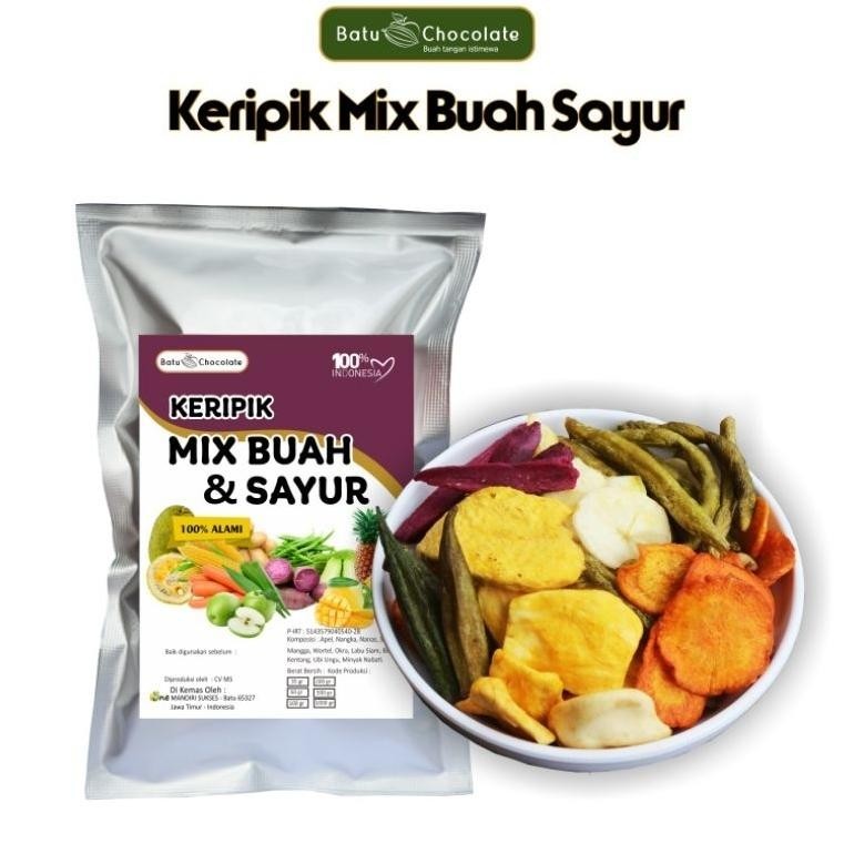 

fg-87 Batu Chocolate - Keripik Buah Dan Sayur Mix - Isi 200 gram - Oleh Oleh Khas Malang Batu Hemat