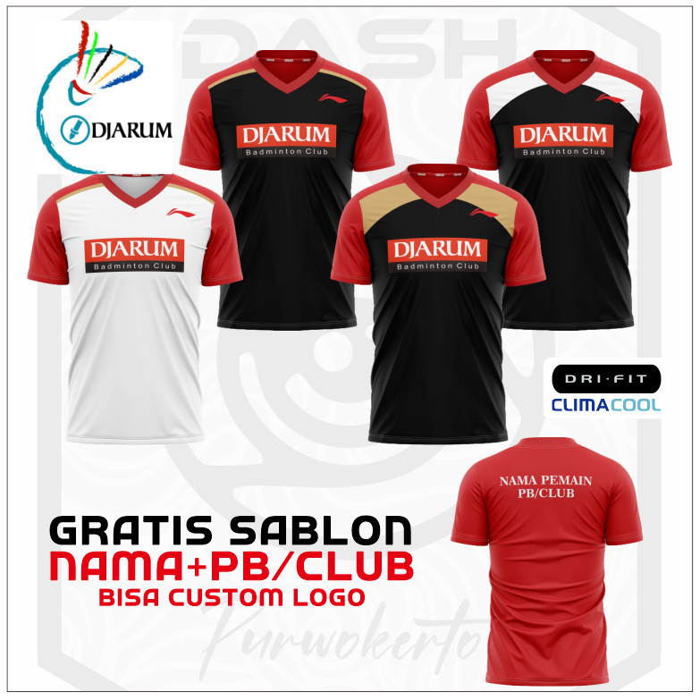 [Bahan halus dan Nyaman] Jersey Badminton Djarum Baju Badminton Djarum Gratis Sablon