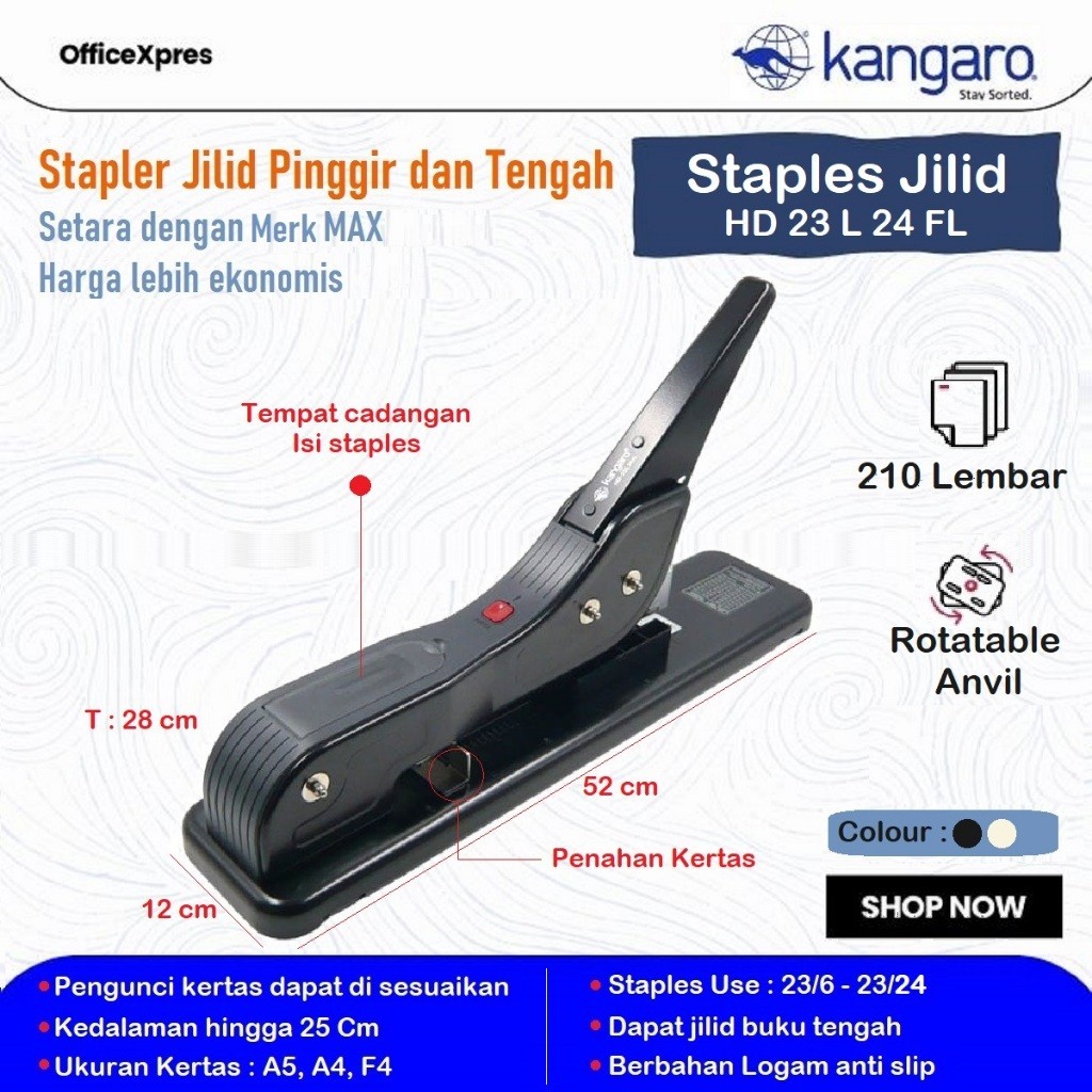 

Originial Stapler Jilid / Alat Stapler Besar Hd 23L17 Kangaro / Heavy Duty / Staples Besar Hd