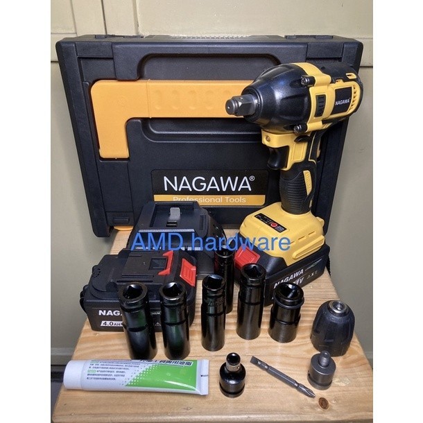 Originial Mesin Bor Cordless Brushless Impact Wrench Sock Set 21V Nagawa Nic21K Model Dewalt + Mata