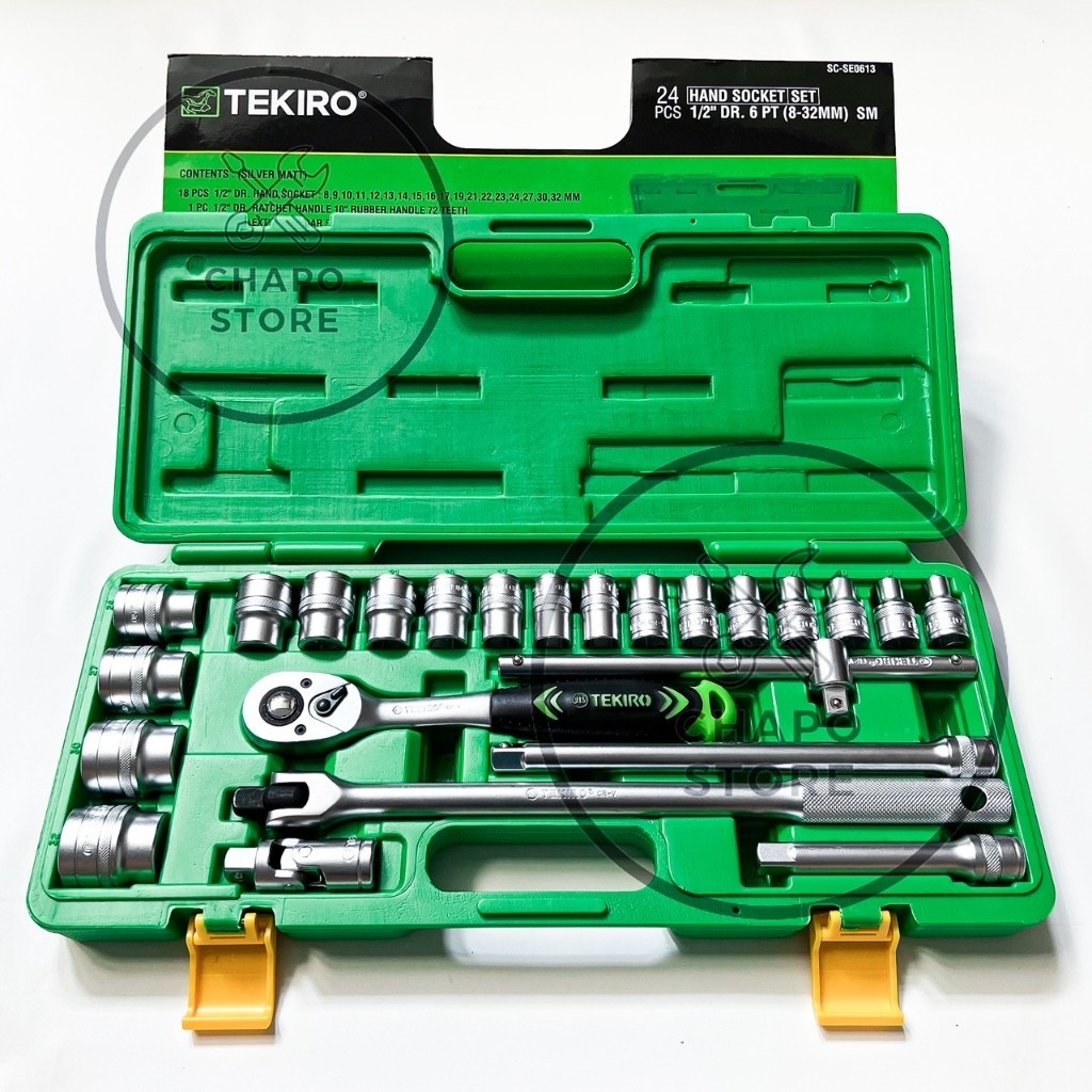 Originial Tekiro Kunci Sok Sock Shock Socket Set 24Pcs 6Pt 12Pt Hand Socket Set Tekiro Asli