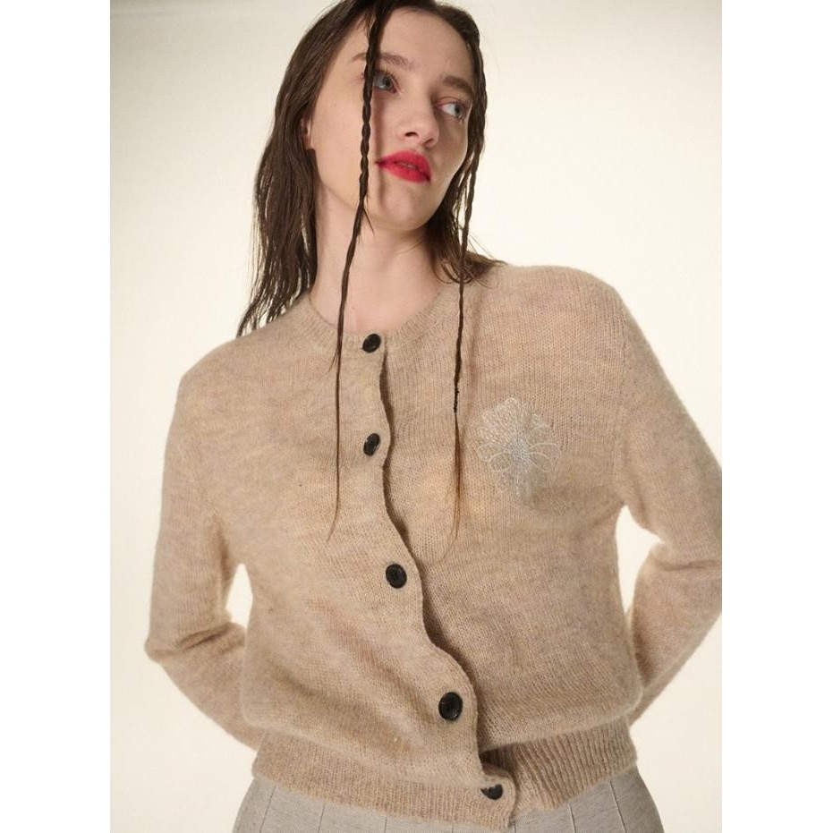 Big Sale Mardi Mercredi Mohair Cardigan Round Neck Terbaik