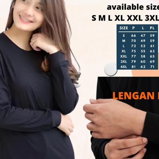 Kaos Polos Lengan Panjang Rib Wanita Cotton Combed 30S Jumbo Xxl 4Xl