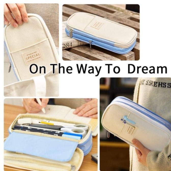 

Murah Meriah Pencil Cases Large Capacity Pencil Bag Pouch Holder Box For Girls Office Student Stationery Organizer School Supplies Terlaris