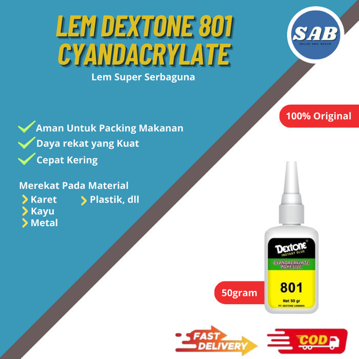 

Lem Dextone Super Glue Premium Quality Food Safe Glue 801 50G