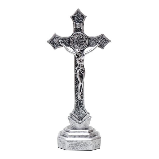 Salib Duduk Katolik Fiber Benediktus Tembaga 25Cm-Salib Katolik