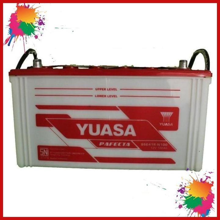 (HSM) AKI BASAH MOBIL MERK YUASA 95E41R N100 / 100 AMPERE (DYNA / RINO /