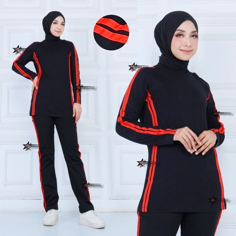 Setelan Kaos Wanita Outfit Olga Stln Trening Dewasa Senam One Set Remaja Korean Style Bju Olahraga T