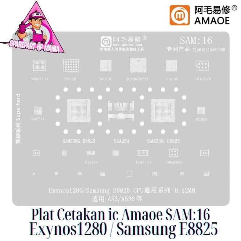 Terbaru Plat Cetakan Ic Cpu Bga Amaoe Sam16 Exynos1280 E8825 Sam 16