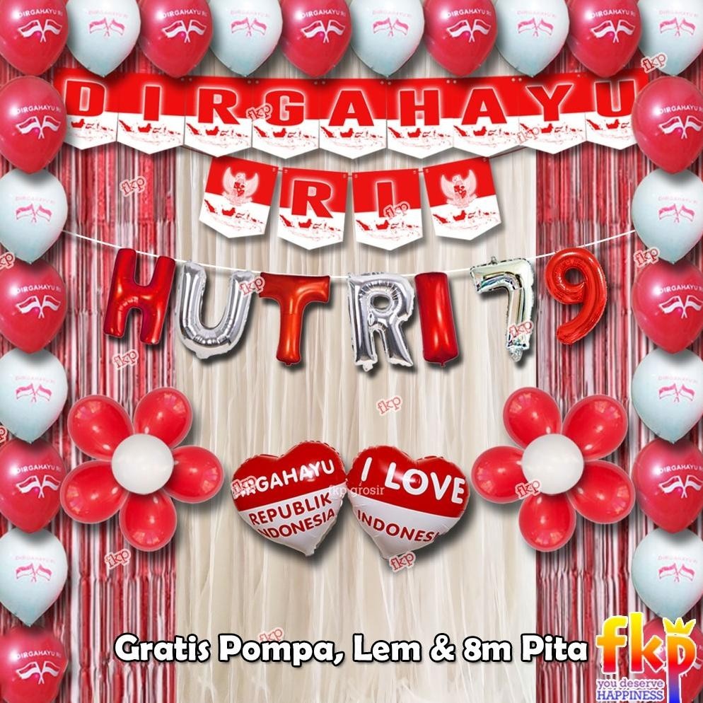 FUN KIDS PARTY Paket Dekorasi HUT RI / Paket Menyambut Hari Kemerdekaan Balon Dirgahayu Agustusan