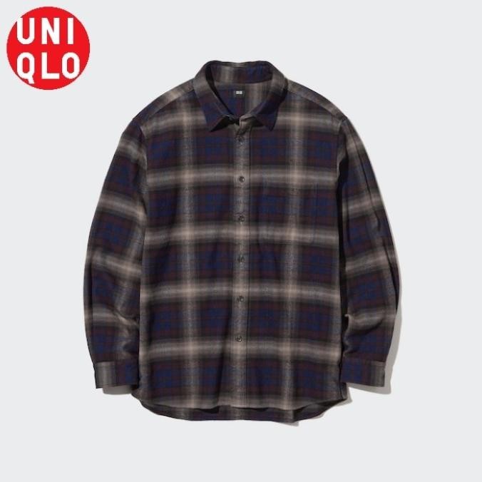 terbaru Kemeja Flanel Kotak Unisex Pria lengan panjang UNIQLO ORIGINAL NEW IN