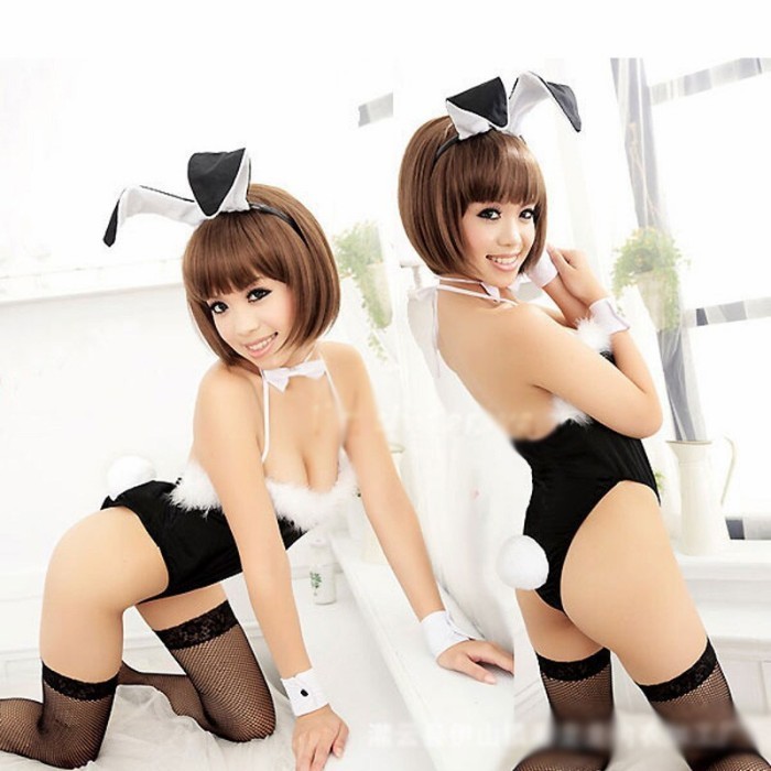 SALE Sexy Lingerie Black Bunny Cosplay Kelinci Hitam Baju Malam Tidur