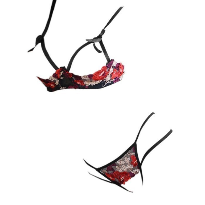 TERBATAS B317 Bra Set Kawat Bikini Baju Haram Dinas Open Cup Crotch Sexy Seksi